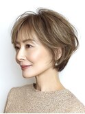 大人ショートレイヤー白髪ぼかし脱白髪染め40代50代60代原宿
