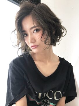 アルバム 銀座(ALBUM GINZA) ふわくしゃボブ_外ハネボブアッシュブラウンネオウルフ_77076