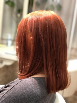 ミエル ヘア 新宿(miel hair) 大人気オレンジカラー/切りっぱなしボブ【新宿】