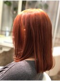 大人気オレンジカラー/切りっぱなしボブ【新宿】