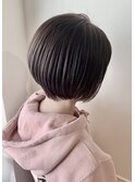 ショートボブ/斜めバング/グレージュカラー/シルキーベージュ