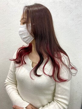 アジールヘア 赤羽駅南口店(agir hair) インナーカラーストロベリーレッドデザインカラーイルミナ赤羽