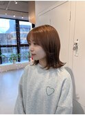 20代30代オレンジベージュ外はねボブ