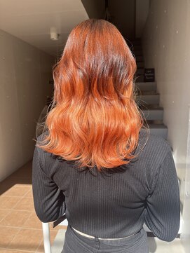 アジールヘア 北千住駅西口店(agir hair) ウルフ風レイヤーカット高発色のオレンジカラー