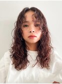 顔まわりレイヤー×スパイラルパーマ