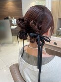編み込みツイン×リボンアレンジ