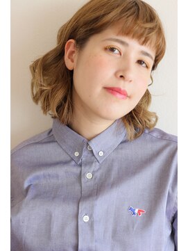 ファッジ 南柏(FUDGE) 【FUDGE】 60´S ブツ切りボブ/ウェーブ/イエローベージュ