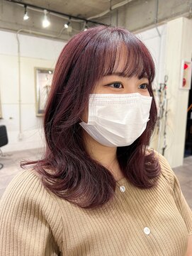 カフカ(CAFCA) くびれ/鎖骨ミディアム/チェリーピンク/韓国風ヘア