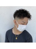 ツーブロック短髪モテるスーツ束感メッシュシークレットパーマ
