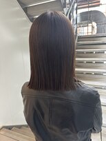 切りっぱなしロブボブ前髪パーマグレーベージュレイヤーロング