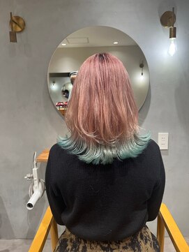 チェレ アズーリ 狭山店(Chere azuri) 裾カラー/デザインカラー/ピンクベージュ/グリーンカラー