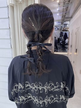 ジゼル 博多筑紫口店(GiseL) 【杏実】編み下ろしツイン　結婚式ヘアセット　参列ヘア