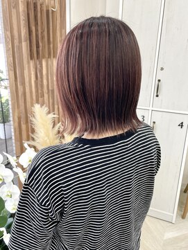 ラフ(laugh) ボブ×ピンクブラウン