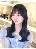 韓国ヘア/顔まわりレイヤー/透明感カラー/顔まわりカット/前髪