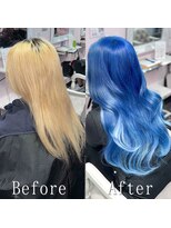 エクステ専門店あるじゃんすー 広島店&nbsp;ブルー#シールエクステ#デザインカラー#くびれ巻き#韓国#広島