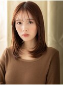 ウォームブラウン艶感ストレート美髪レイヤーA7上尾20代30代40代
