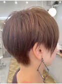 刈り上げない丸みショートローズブラウン本厚木☆20代～50代