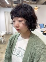 フィット ヒュー 千葉(fit hue) ミルクティーブロンド/ダークブルー/デジタルパーマ/千葉駅
