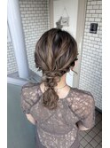 編みおろし アップヘア ボブアレンジ お呼ばれヘア
