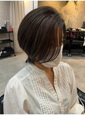 脱白髪染め☆白髪ぼかしハイライト横顔美人ショート