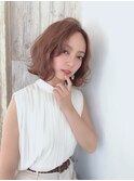 フリンジバング/ベイビーピンク/カシスレッド/ふんわりカール