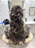 お団子ハーフアップ参列ヘア/お呼ばれヘア/結婚式
