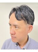 ビジネス向け刈り上げアップバング、ツーブロックグリース仕上げ