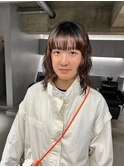 デザインカラーレイヤーカットウェットヘア夏オリーブベージュ