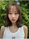 小顔ミディアムパーマボブルフワンレンネビージュボブパーマ黒髪