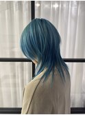 水色ウルフカット