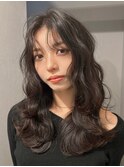 韓国ヘアレイヤーカット顔周りカットブリーチなしカラーA