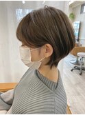 【大宮 Hanon】耳掛けショート/アッシュオリーブ/カーキベージュ