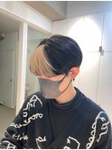 デザインバングカラー×韓国風爽やか黒髮マッシュ