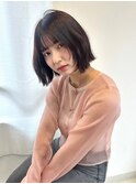 切りっぱなしボブ ボブレイヤー アッシュブラウン  シースルー