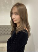 韓国/顔周りレイヤー/おくれ毛/ベージュ/ダブルカラー/長岡/宮関