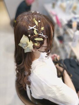 ヘアセットサロン ミント(Hair set salon MINT) リボン編みハーフアップ
