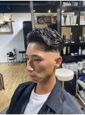 束感ショート　波巻き　ハイライト マッシュパーマ