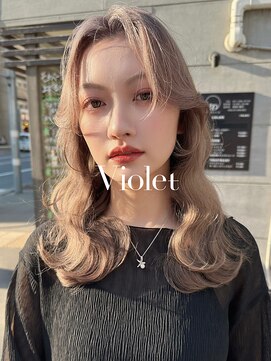 バイオレット 表参道店(Violet) 大人韓国ヘアレイヤーカットダブルカラーミルクティーベージュ