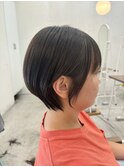 大人可愛い◎丸みショート/艶感ブラウン