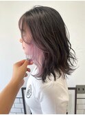 Emma  ecole インナーカラーホワイトピンク/イヤリングカラー
