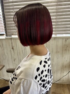 ヘブンリー(heavenly) ワインレッド/チェリーレッド/ハイライト/丸みボブ/メッシュ