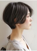 ☆シースルーバング小顔ウルフミディ黒髪メルティカラーボブ