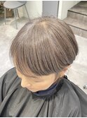 くびれショートボブ40代50代グレイカラー白髪染め白髪ぼかし