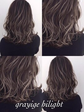 トルネード(TORNADO) 外国人風ロブ ハイライトバレイヤージュ グレージュ 白髪ぼかし