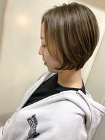 ヘアーデザイン リボン(hair design Ribon) 透明感ハイライト&オリーブグレージュ×ショートボブ