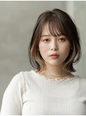 小顔ヘア/大人ボブ/インナーカラー/ダブルカラー