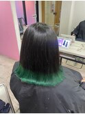 グリーングラデーション前髪こなれミディイメチェン所沢韓国練馬