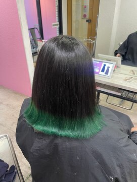 アジールヘア 所沢プロペ通り店(agir hair) グリーングラデーション前髪こなれミディイメチェン所沢韓国練馬
