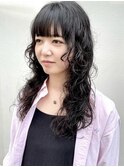 ミルクティーベージュカラースパイラルパーマレイヤーカット韓国