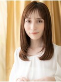 ミルクティーカラー美髪前下がりレイヤーロングY北浦和30代40代